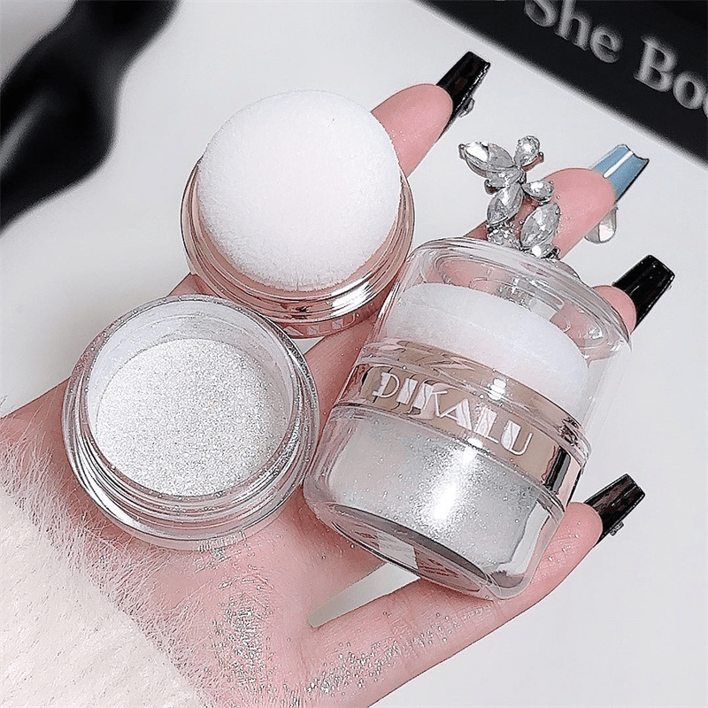 Sparkling Fairy Magic Dust, Pink Bridal Wedding Highlighter, Round Shape Body Flash Powder, Skin Tone Clavicle Disco Jumping Racket, Ideal for Arts & Performance